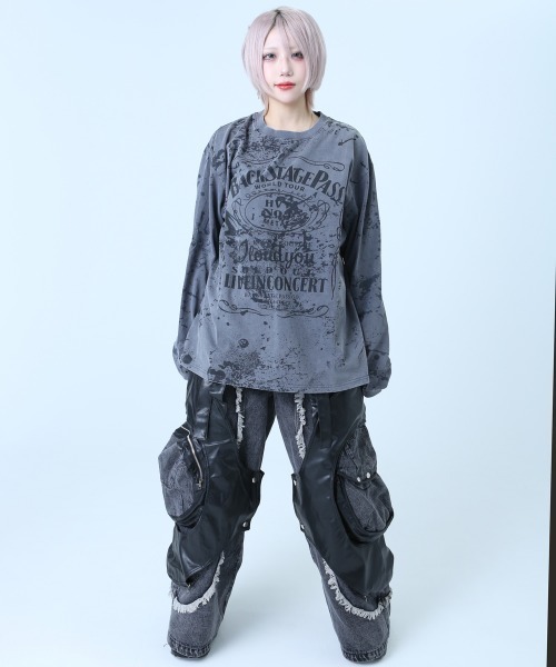 BACKSTAGE PASS（バックステージパス）の「BONZO LS(ボンゾ エルエス)ビッグシルエット クルーネック プリント ロンT（Tシャツ/カットソー・メンズ・ブラック/ダークグレー・FREE）」の18枚目の写真