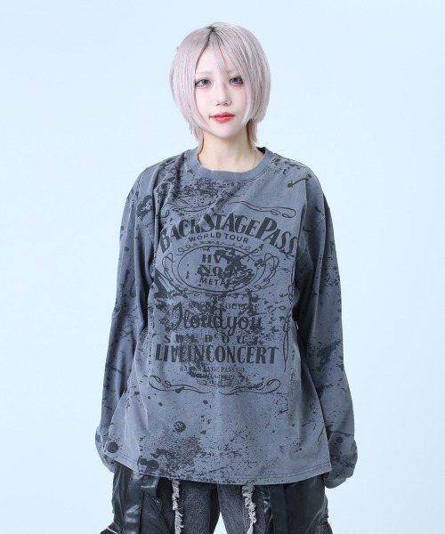 BACKSTAGE PASS（バックステージパス）の「BONZO LS(ボンゾ エルエス)ビッグシルエット クルーネック プリント ロンT（Tシャツ/カットソー・メンズ・ブラック/ダークグレー・FREE）」の17枚目の写真