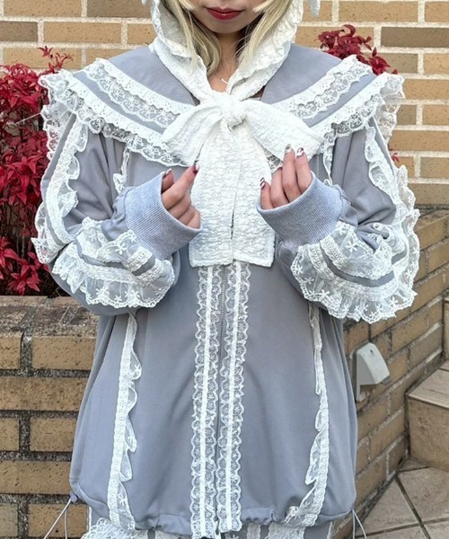 Candy Stripper（キャンディストリッパー）の「FRILL LACY JERSEY ブルゾン（ブルゾン・レディース・ブラック/グレー/ピンク・FREE）」の3枚目の写真