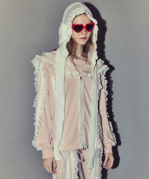 Candy Stripper（キャンディストリッパー）の「FRILL LACY JERSEY ブルゾン（ブルゾン・レディース・ブラック/グレー/ピンク・FREE）」の4枚目の写真