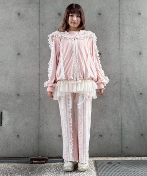 Candy Stripper（キャンディストリッパー）の「FRILL LACY JERSEY ブルゾン（ブルゾン・レディース・ブラック/グレー/ピンク・FREE）」の14枚目の写真