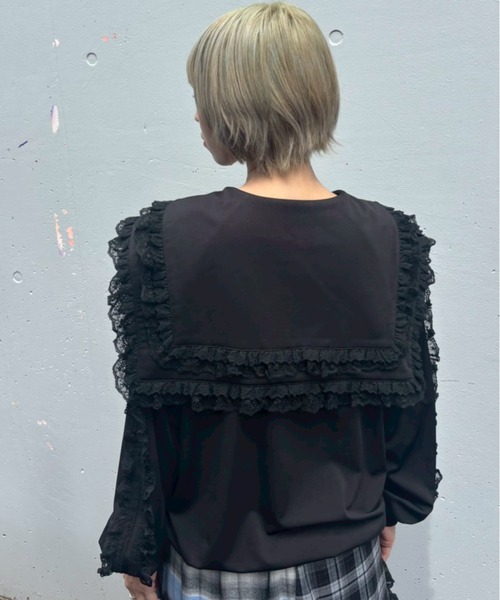 Candy Stripper（キャンディストリッパー）の「FRILL LACY JERSEY ブルゾン（ブルゾン・レディース・ブラック/グレー/ピンク・FREE）」の7枚目の写真