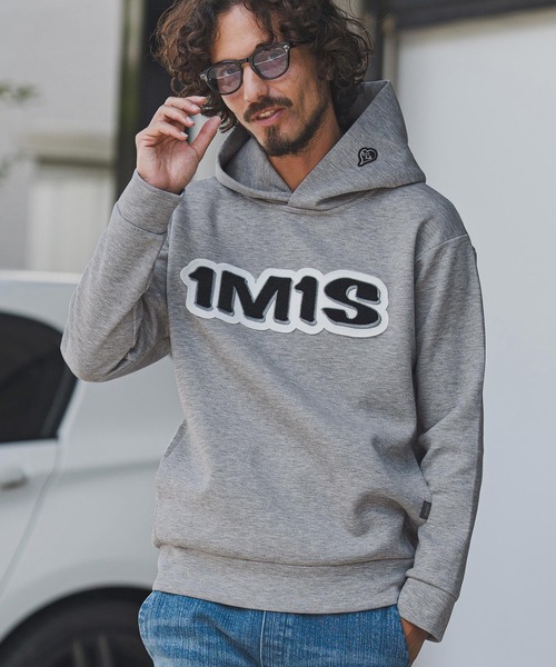 1minute 1second(ワンミニットワンセカンド)の「mpa3958-cardboard hoodie with 1M1S chenille embroidered patch パーカー(1M25F230)(パーカー・メンズ・ネイビー/トップグレー/ブラック・XL/L/M/S)」の4枚目の写真