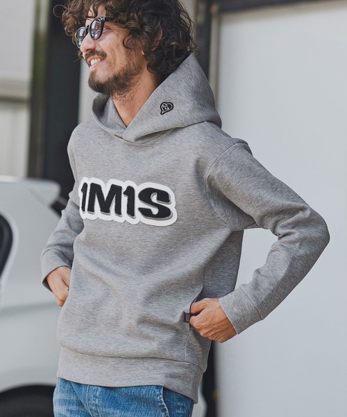 1minute 1second(ワンミニットワンセカンド)の「mpa3958-cardboard hoodie with 1M1S chenille embroidered patch パーカー(1M25F230)(パーカー・メンズ・ネイビー/トップグレー/ブラック・XL/L/M/S)」の5枚目の写真
