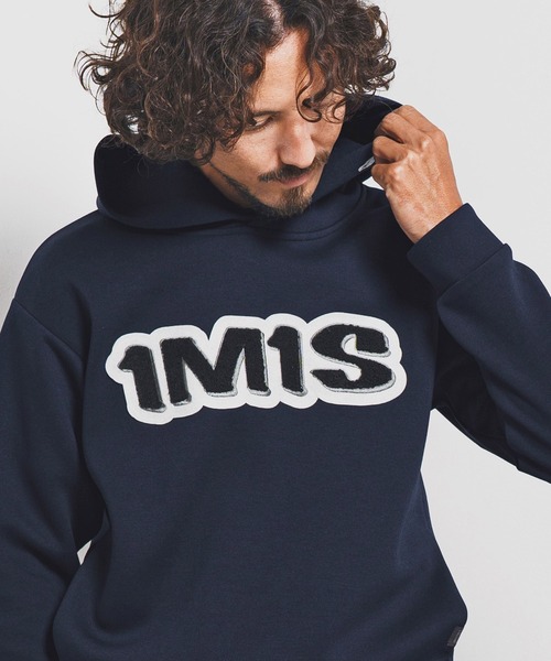 1minute 1second(ワンミニットワンセカンド)の「mpa3958-cardboard hoodie with 1M1S chenille embroidered patch パーカー(1M25F230)(パーカー・メンズ・ネイビー/トップグレー/ブラック・XL/L/M/S)」の13枚目の写真