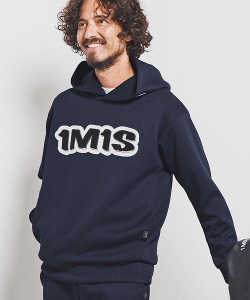1minute 1second(ワンミニットワンセカンド)の「mpa3958-cardboard hoodie with 1M1S chenille embroidered patch パーカー(1M25F230)(パーカー・メンズ・ネイビー/トップグレー/ブラック・XL/L/M/S)」の12枚目の写真