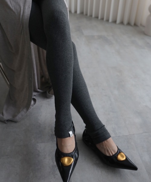 YENNA（イェンナ）の「【ロングリブレギンス/トレンカ】スーパーストレッチ素材（レギンス/スパッツ・レディース・ブラウン/ブラック/グレー/アイボリー・FREE）」の3枚目の写真