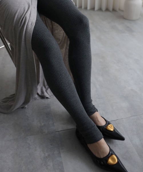 YENNA（イェンナ）の「【ロングリブレギンス/トレンカ】スーパーストレッチ素材（レギンス/スパッツ・レディース・ブラウン/ブラック/グレー/アイボリー・FREE）」の14枚目の写真