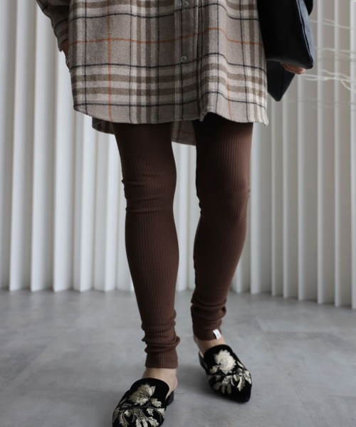 YENNA（イェンナ）の「【ロングリブレギンス/トレンカ】スーパーストレッチ素材（レギンス/スパッツ・レディース・ブラウン/ブラック/グレー/アイボリー・FREE）」の20枚目の写真