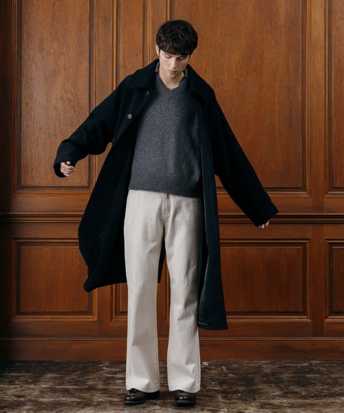 LURAKU(ルラク)の「【LURAKU】Wool soutien collar long Coat / ウールステンカラーロングコート(ステンカラーコート・メンズ・ブラック/ダークブラウン・M/L)」の5枚目の写真