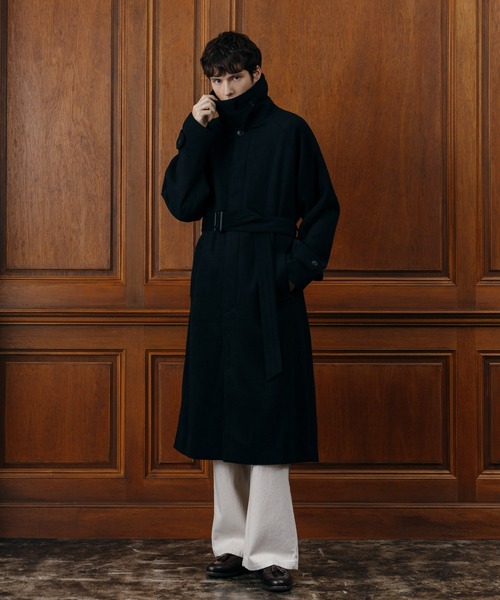 LURAKU(ルラク)の「【LURAKU】Wool soutien collar long Coat / ウールステンカラーロングコート(ステンカラーコート・メンズ・ブラック/ダークブラウン・M/L)」の8枚目の写真