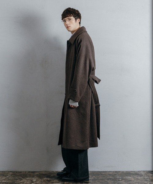 LURAKU ウールステンカラーロングコート LURAKU】Wool soutien collar long Coat / ウールステンカラーロング