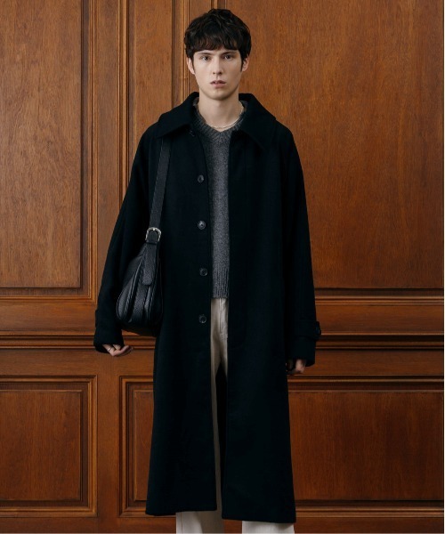 LURAKU】Wool soutien collar long Coat / ウールステンカラーロング
