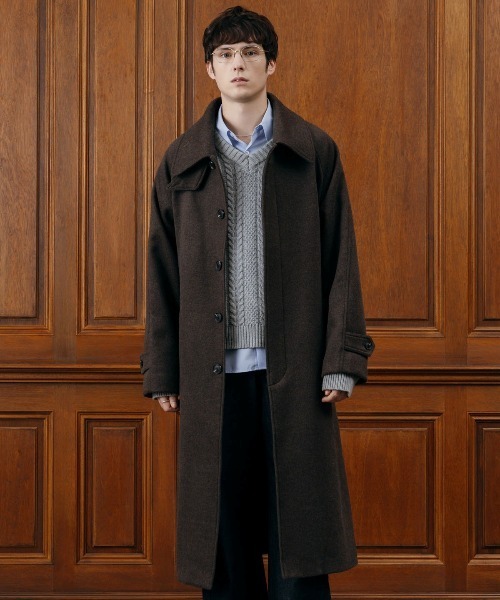 LURAKU】Wool soutien collar long Coat / ウールステンカラーロング
