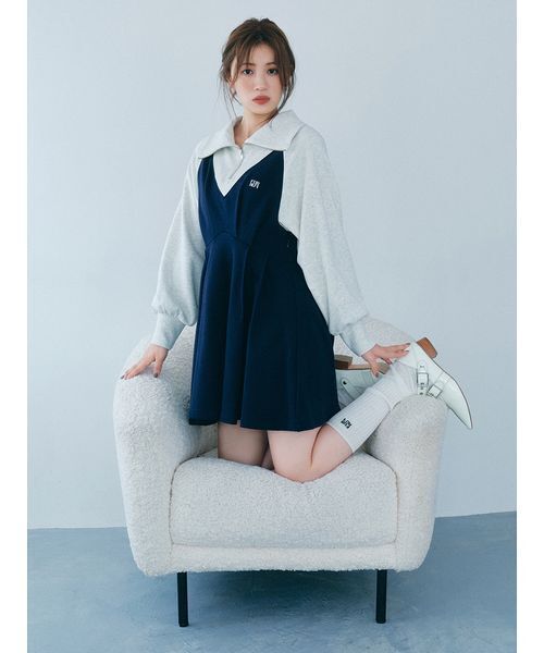 FURFUR（ファーファー）の「ハーフジップスウェットミニワンピース（ワンピース・レディース・ライム/グレー/ネイビー・F）」の4枚目の写真