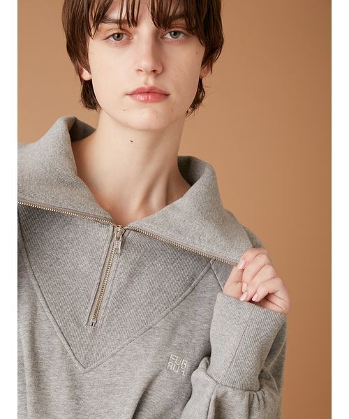 FURFUR（ファーファー）の「ハーフジップスウェットミニワンピース（ワンピース・レディース・ライム/グレー/ネイビー・F）」の9枚目の写真