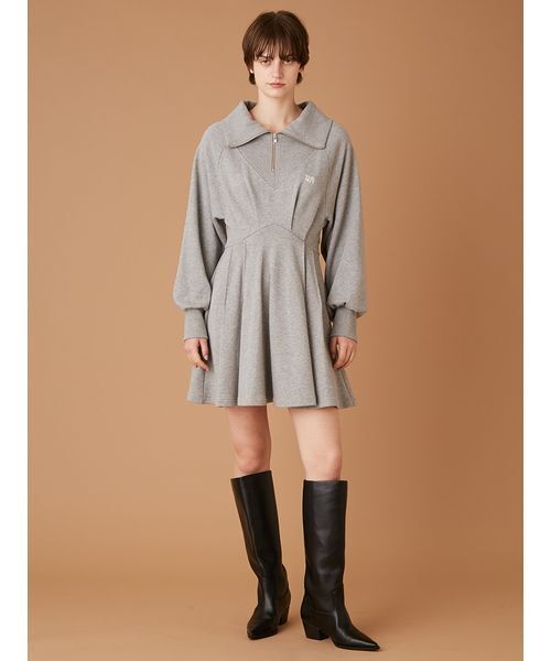 FURFUR（ファーファー）の「ハーフジップスウェットミニワンピース（ワンピース・レディース・ライム/グレー/ネイビー・F）」の12枚目の写真