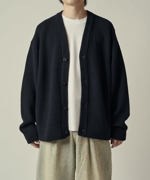 Lui's(ルイス)の「ヘビーワッフルカーデ(カーディガン/ボレロ・メンズ・ブラック/インディゴブルー・S/M)」の2枚目の写真