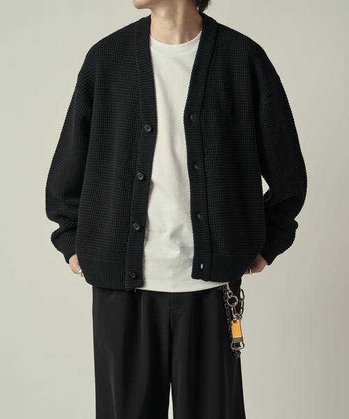 Lui's(ルイス)の「ヘビーワッフルカーデ(カーディガン/ボレロ・メンズ・ブラック/インディゴブルー・S/M)」の1枚目の写真