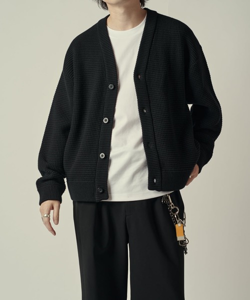 Lui's(ルイス)の「ヘビーワッフルカーデ(カーディガン/ボレロ・メンズ・ブラック/インディゴブルー・S/M)」の4枚目の写真