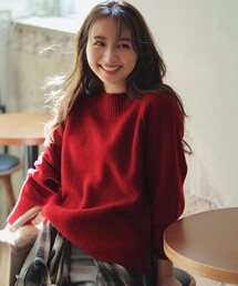 ニット/セーター（レッド/赤色系・ボートネック）ファッション通販