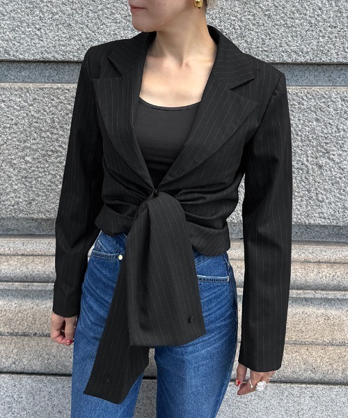 JENNE(ジェンヌ)の「ピンストライプジャケット(その他アウター・レディース・チャコール/ブラック・LARGE/MEDIUM/SMALL)」の11枚目の写真