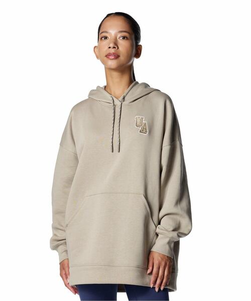 UNDER ARMOUR(アンダーアーマー)の「UAライバルフリース チュニック フーディー(トレーニング/レディース)(スウェット・レディース・ベージュ系・L/M/S/XL)」の1枚目の写真
