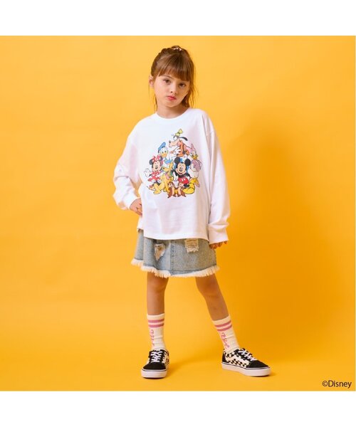X-girl Stages（エックスガールステージス）の「【DISNEY】ミッキー&フレンズ/長袖Tシャツ（Tシャツ/カットソー・キッズ・ブラック/ホワイト・110cm/120cm/130cm/140cm/90cm/100cm）」の2枚目の写真