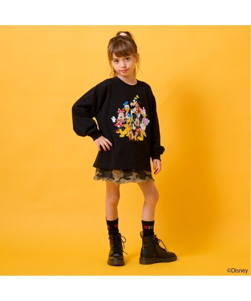 X-girl Stages（エックスガールステージス）の「【DISNEY】ミッキー&フレンズ/長袖Tシャツ（Tシャツ/カットソー・キッズ・ブラック/ホワイト・110cm/120cm/130cm/140cm/90cm/100cm）」の3枚目の写真