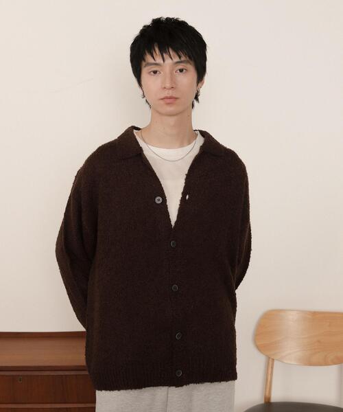 LUCY（ルーシー）の「LUCY/【25年秋冬新作】ブークレボタンカーディガン（カーディガン/ボレロ・メンズ・ライトグレー/ブラウン/ブラック・MEDIUM/LARGE）」の3枚目の写真