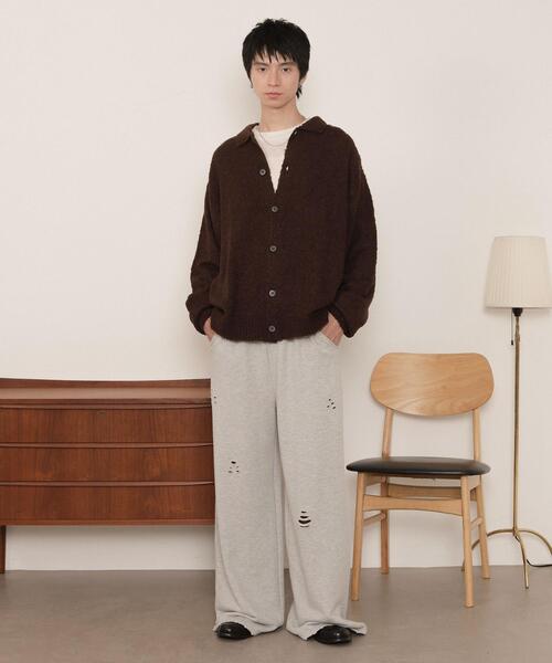 LUCY（ルーシー）の「LUCY/【25年秋冬新作】ブークレボタンカーディガン（カーディガン/ボレロ・メンズ・ライトグレー/ブラウン/ブラック・MEDIUM/LARGE）」の4枚目の写真