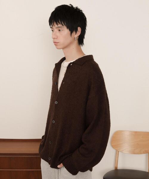 LUCY（ルーシー）の「LUCY/【25年秋冬新作】ブークレボタンカーディガン（カーディガン/ボレロ・メンズ・ライトグレー/ブラウン/ブラック・MEDIUM/LARGE）」の7枚目の写真