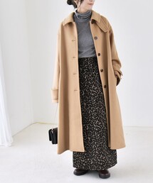 PURE WOOL スタンド & ステンカラー ロング コート