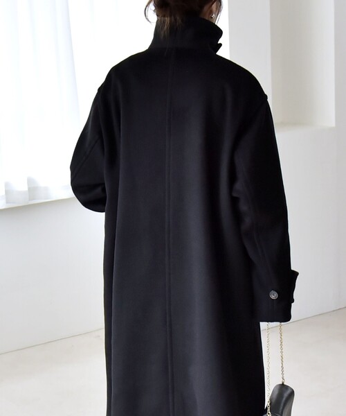 quaranciel(カランシエル)の「quaranciel: PURE WOOL スタンド & ステンカラー ロング コート(ステンカラーコート・レディース・ライトグレー/ブラック・ONE SIZE)」の21枚目の写真