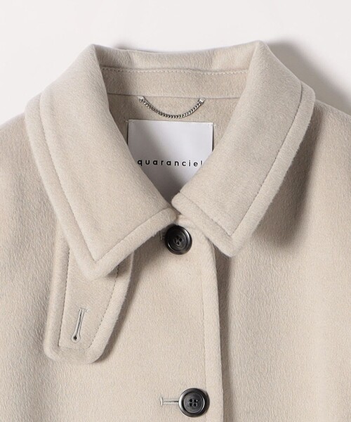 quaranciel: PURE WOOL スタンド ステンカラー Aライン ロング コート