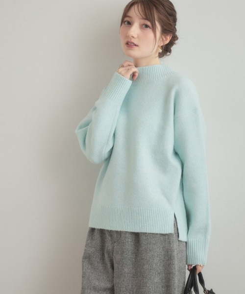 couture brooch（クチュールブローチ）の「【5色展開】やわらかヤクライクニット（ニット/セーター・レディース・アイボリー/パープル/サックスブルー/ベビーピンク/チャコールグレー・38/42/36）」の18枚目の写真