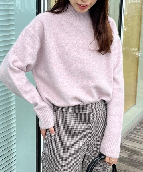 couture brooch（クチュールブローチ）の「【5色展開】やわらかヤクライクニット（ニット/セーター・レディース・アイボリー/パープル/サックスブルー/ベビーピンク/チャコールグレー・38/42/36）」の14枚目の写真