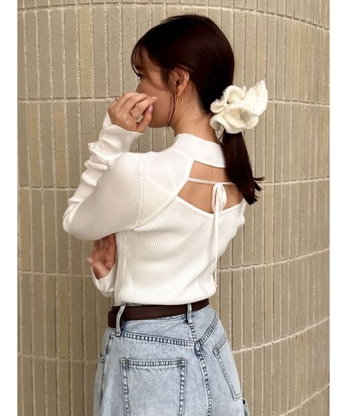 セール】バックオープンリブニットトップス（ニット/セーター