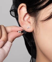 ストーン付き ミニ リボン ピアス