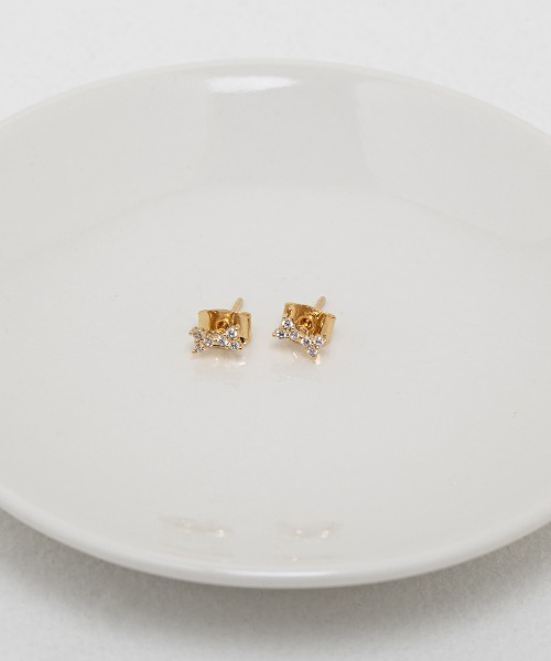 kirakiraShop(キラキラショップ)の「ストーン付き ミニ リボン ピアス(ピアス(両耳用)・レディース・シルバー/ゴールド・FREE)」の5枚目の写真