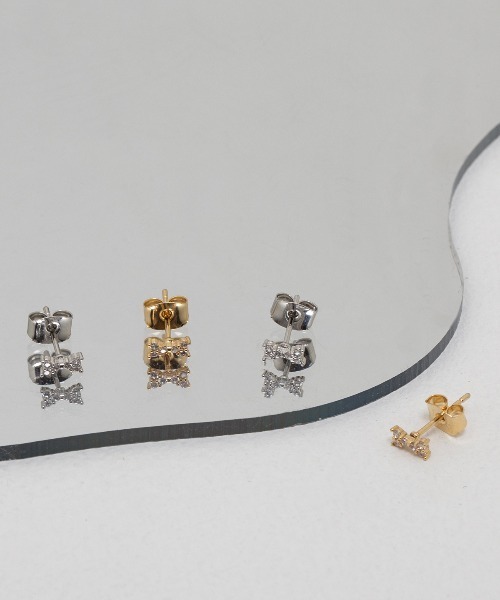 kirakiraShop(キラキラショップ)の「ストーン付き ミニ リボン ピアス(ピアス(両耳用)・レディース・シルバー/ゴールド・FREE)」の7枚目の写真
