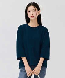 レディース刺繍ポイント7部Tシャツ-DERG5161B0G
