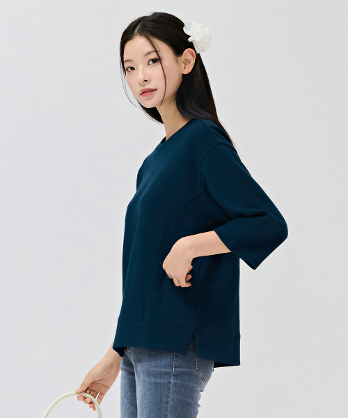 CHASECULT（チェイスカルト）の「レディース刺繍ポイント7部Tシャツ-DERG5161B0G（Tシャツ/カットソー・レディース・ブルー・90/85）」の5枚目の写真
