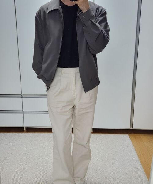 MUSINSA STANDARD（ムシンサスタンダード）の「リネンライクミニマルブルゾンジャケット [カーキグレー]（ブルゾン・メンズ・その他・MEDIUM/LARGE/X-LARGE/XX-LARGE）」の10枚目の写真
