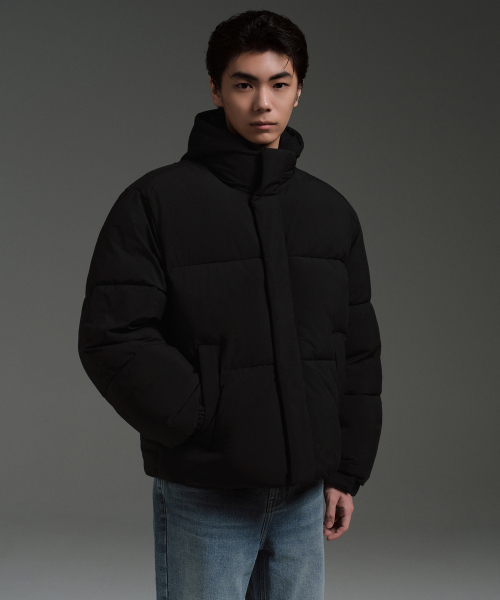 デイリープファーショートダウンジャケット[ブラック]（ダウン