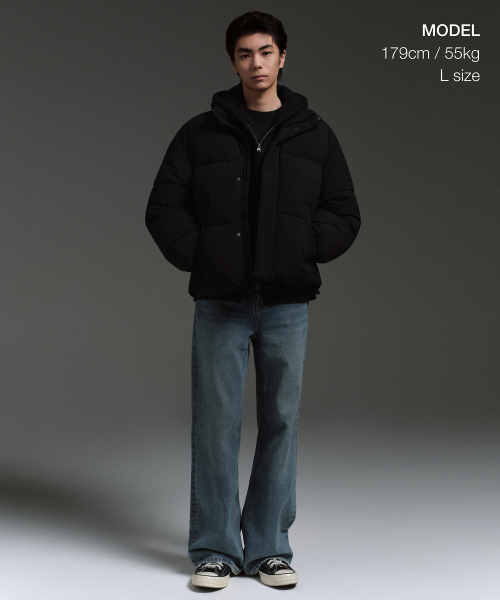   Jeans ブラックダウンジャケット デイリープファーショートダウンジャケット[ブラック]（ダウン