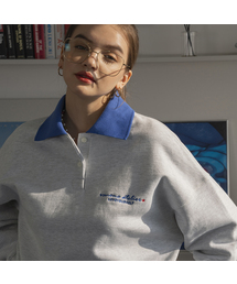 A3400 Color scheme polo sweat shirt_Melange white