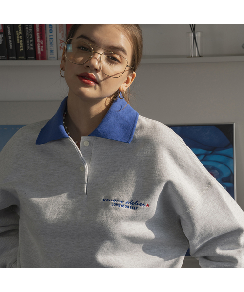 A3400 Colour scheme polo sweatshirt — меланжевый белый