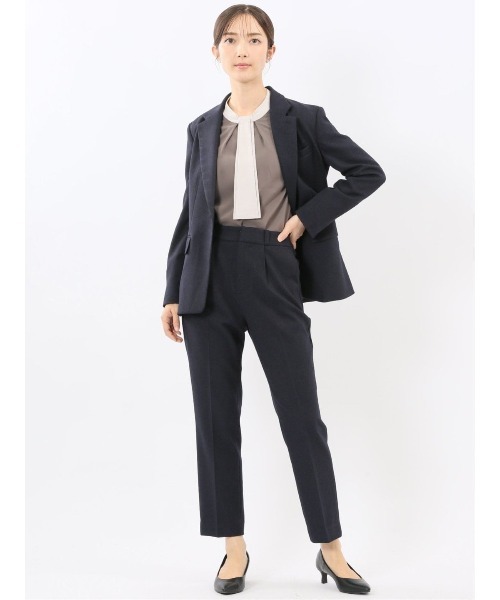 m.f.editorial（エムエフエディトリアル）の「【ストレッチ ウォッシャブル】タカキューレディース 1ボタンジャケット＋テーパードパンツ フランネル紺（スーツセット・レディース・ネイビー・SMALL/MEDIUM/LARGE/X-LARGE）」の5枚目の写真