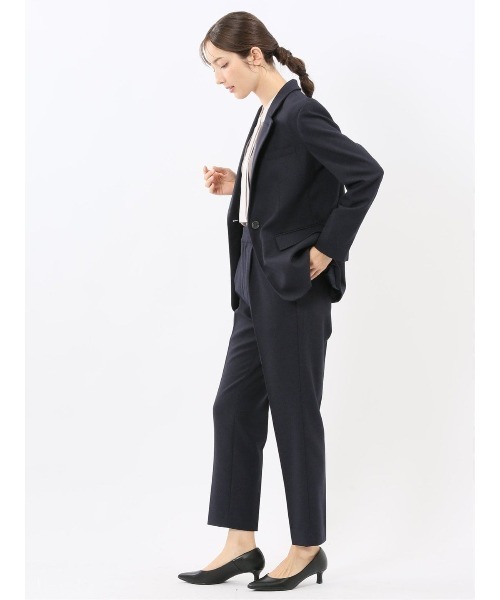 m.f.editorial(エムエフエディトリアル)の「【ストレッチ ウォッシャブル】タカキューレディース 1ボタン ジャケット + テーパード パンツ ビジネス セットアップ スーツ フランネル紺(スーツセット・レディース・ネイビー・SMALL/MEDIUM/LARGE/X-LARGE)」の5枚目の写真